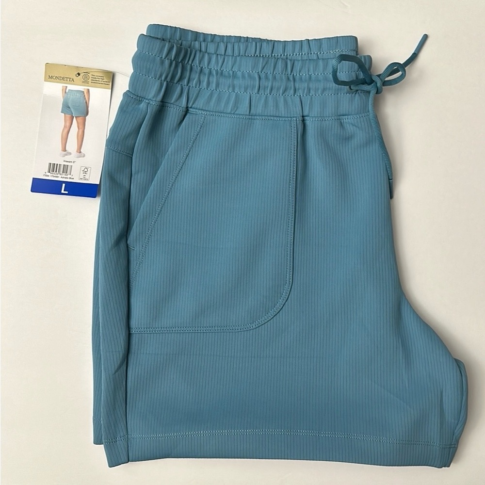 Mondetta-Women’s Blue Scuba Short Ribbed Active Short Size L NEW WITH TAGS. - Picture 11 of 16